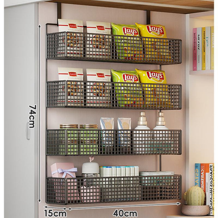 Under-Shelf Double-Tier Ventilated Mesh Hanging Storage Basket for Pantry and Bathroom