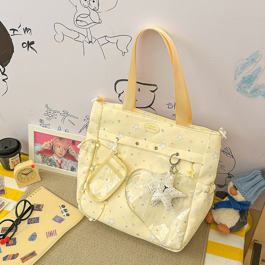 Stylish Multi-Pocket Star-Appliqué Backpack Stornfield