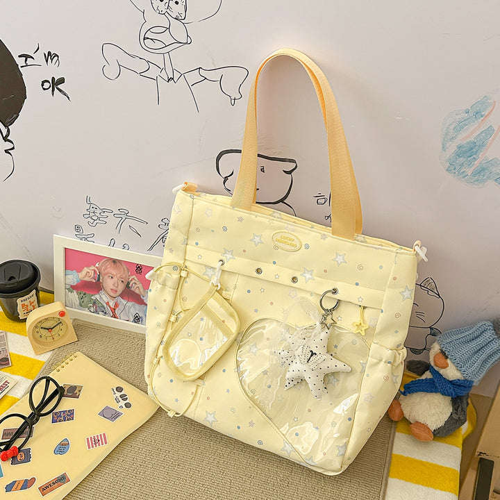Stylish Multi-Pocket Star-Appliqué Backpack Stornfield