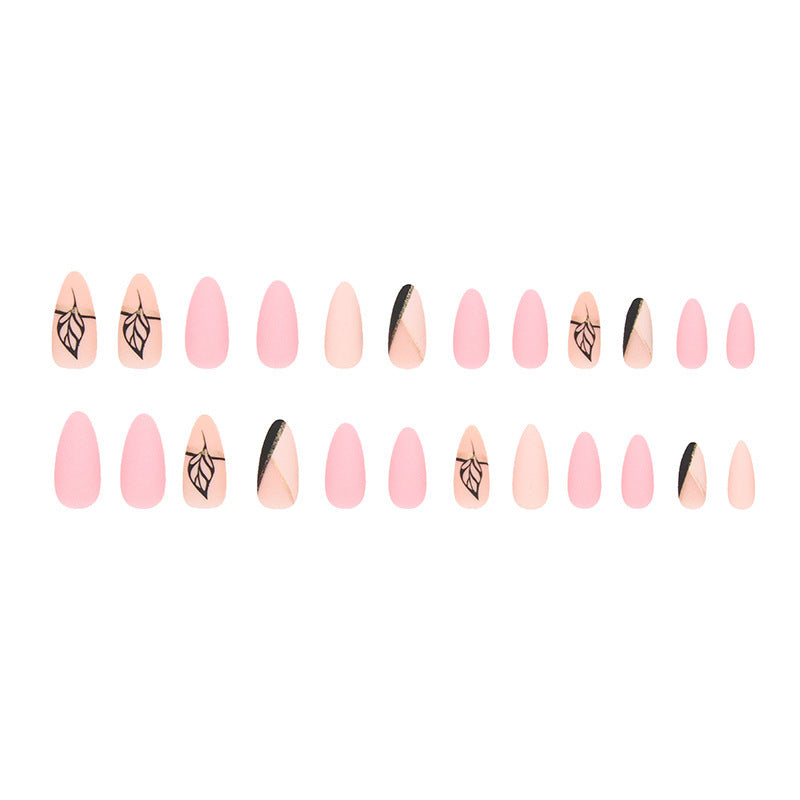Elegant artificial nails with leaf design