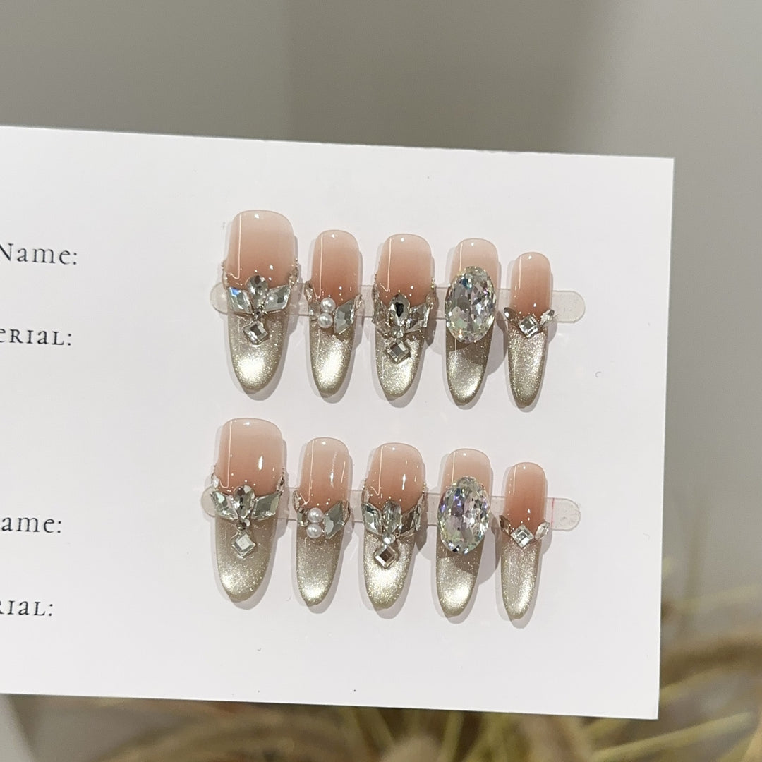Sparkling Rhinestone-Embellished Press-On Nail Set