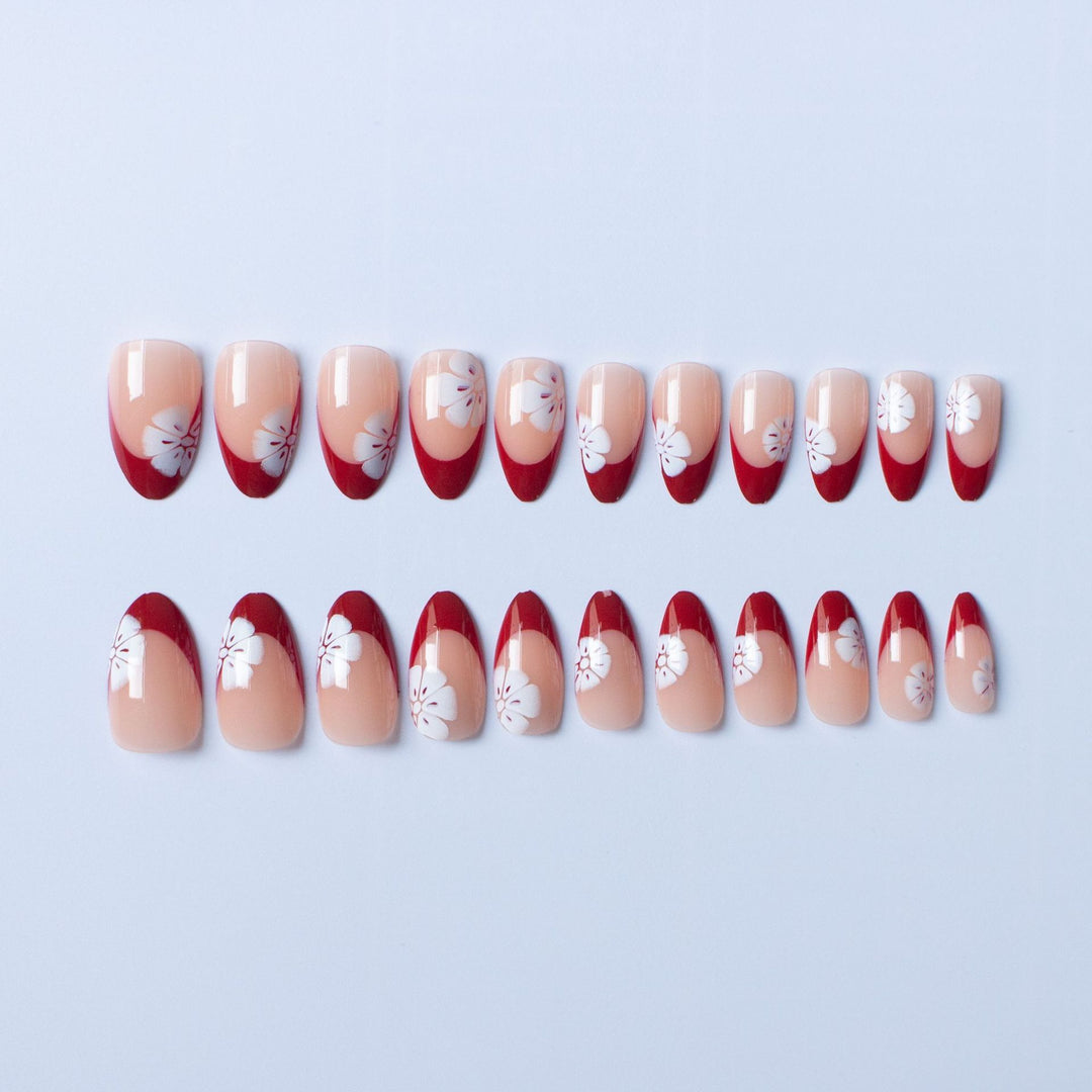 Artistic Floral French Tip Nail Art