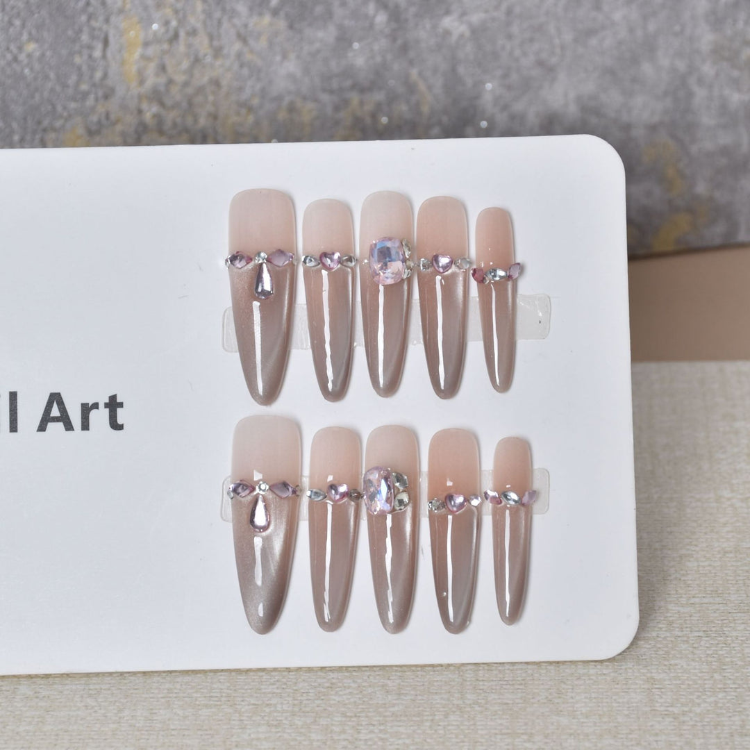 Artistic Rhinestone-Embellished Press-On Nail Extensions Stornfield