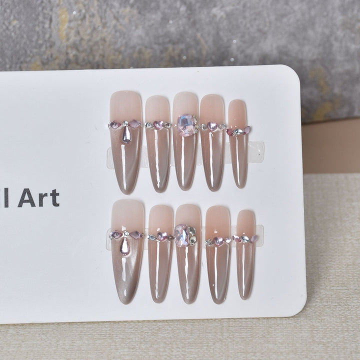 Artistic Rhinestone-Embellished Press-On Nail Extensions Stornfield