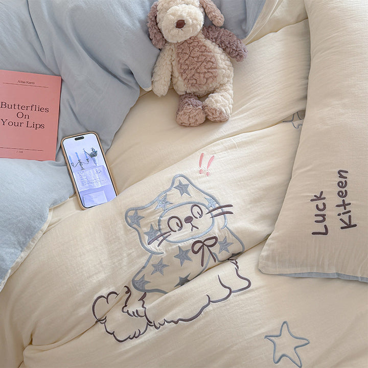Printed Cotton Duvet Cover and Pillowcase Set