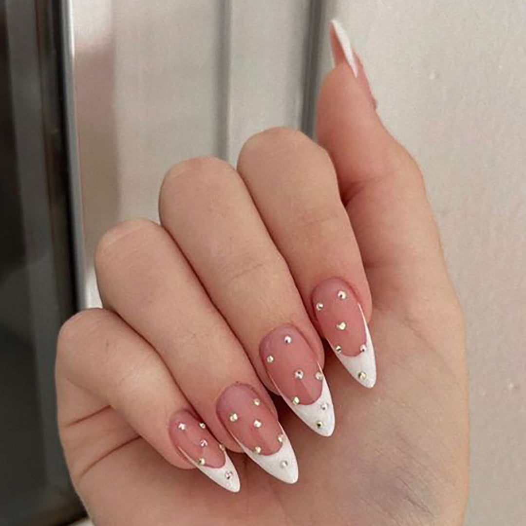 Elegant Stiletto Nail Extensions with Rhinestone Accents Stornfield