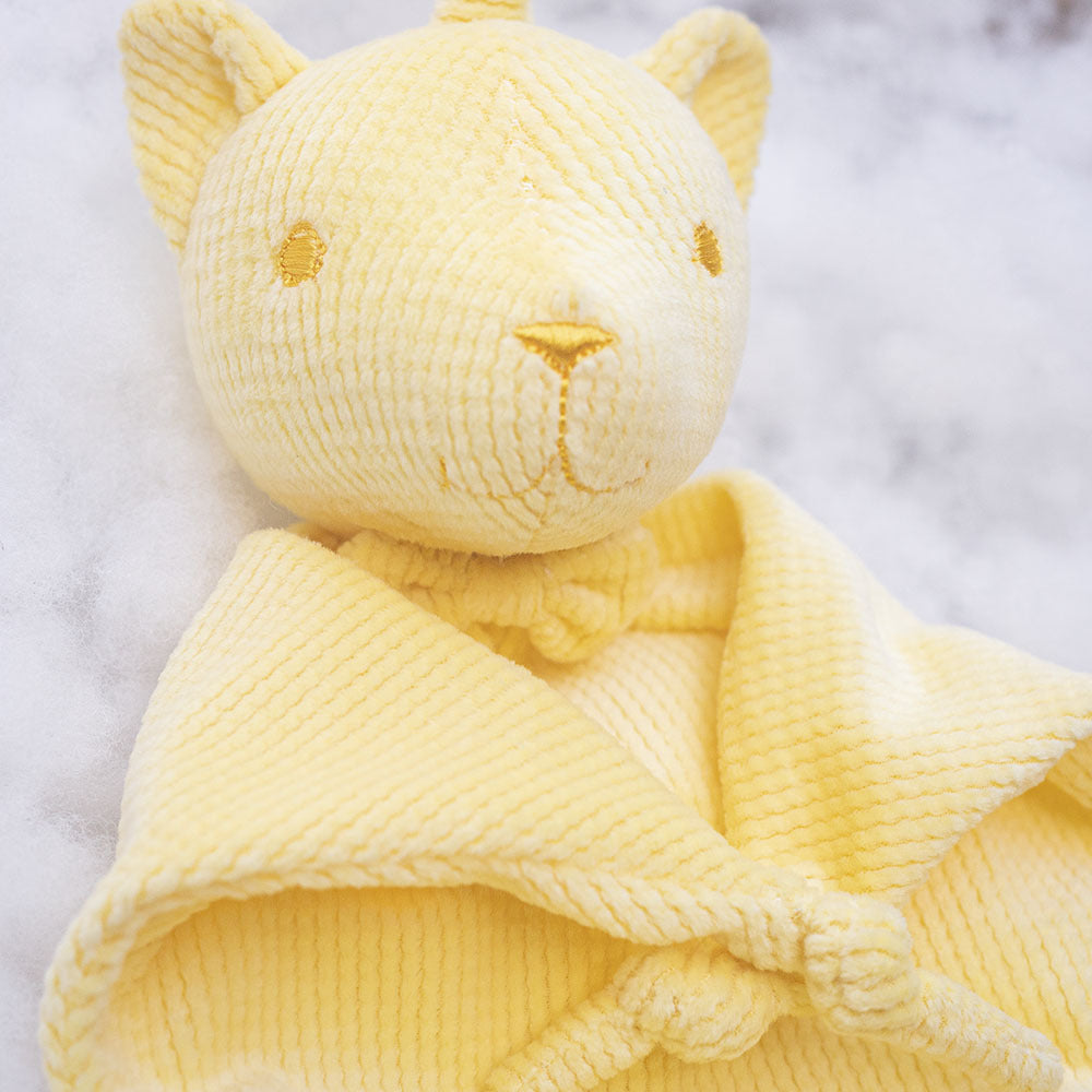 Plush Baby Comforter Cat Lovey with Corduroy Texture