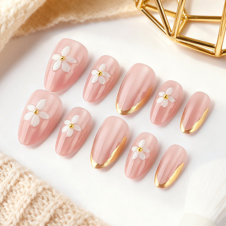 Floral Embellished Gel Nail Art Stornfield