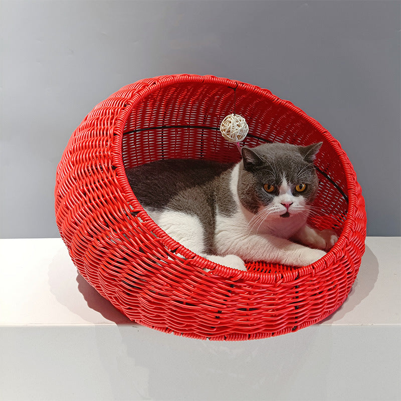 Cozy cat bed made of woven natural material Stornfield