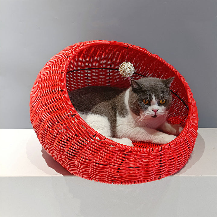Cozy cat bed made of woven natural material Stornfield