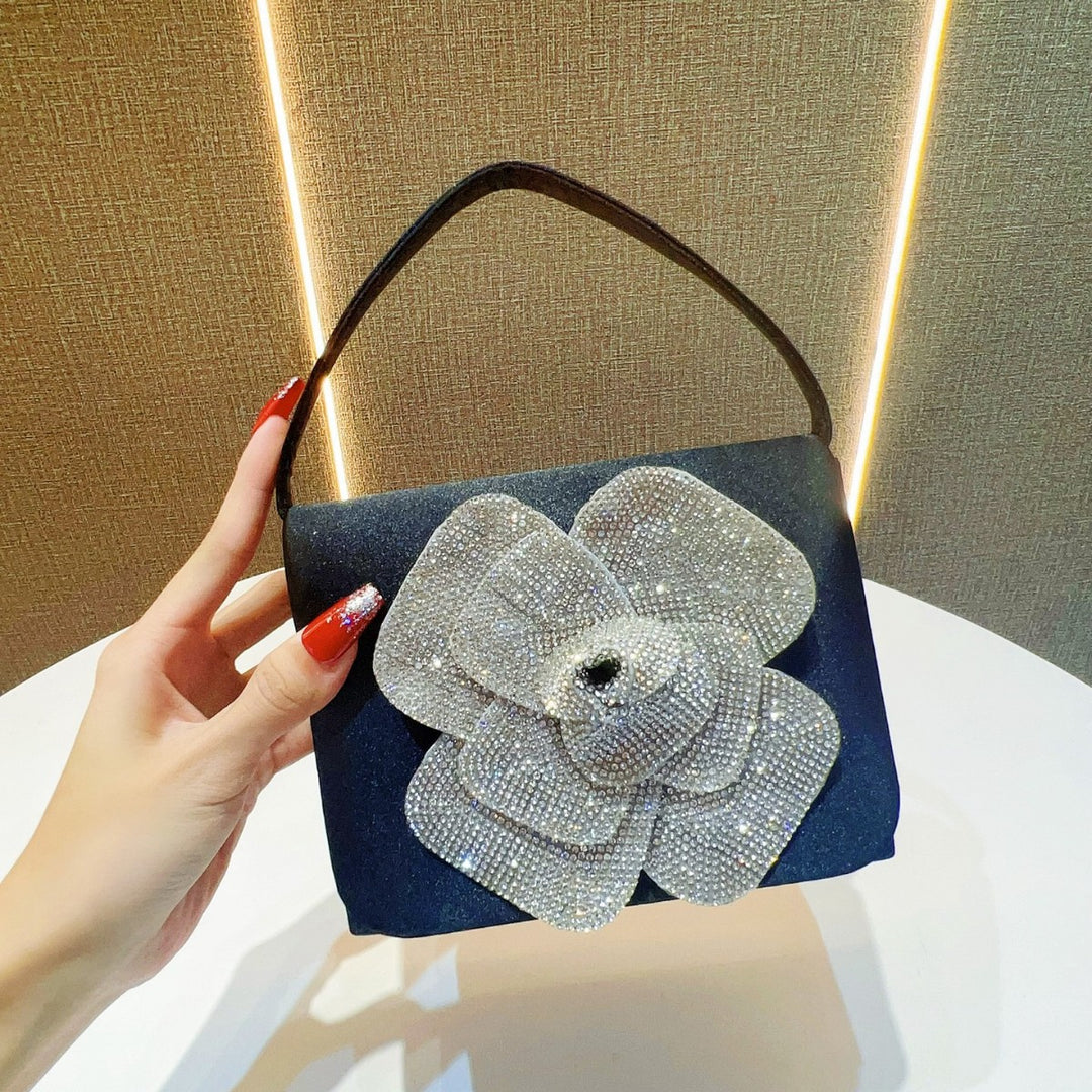 Floral Rhinestone-Embellished Evening Bag