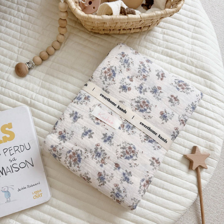Unisex Muslin Blanket with delicate floral design and elegant ruffles Stornfield