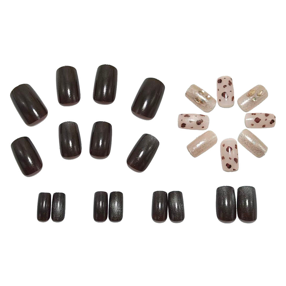 Artificial nails with elegant glitter and leopard pattern Stornfield