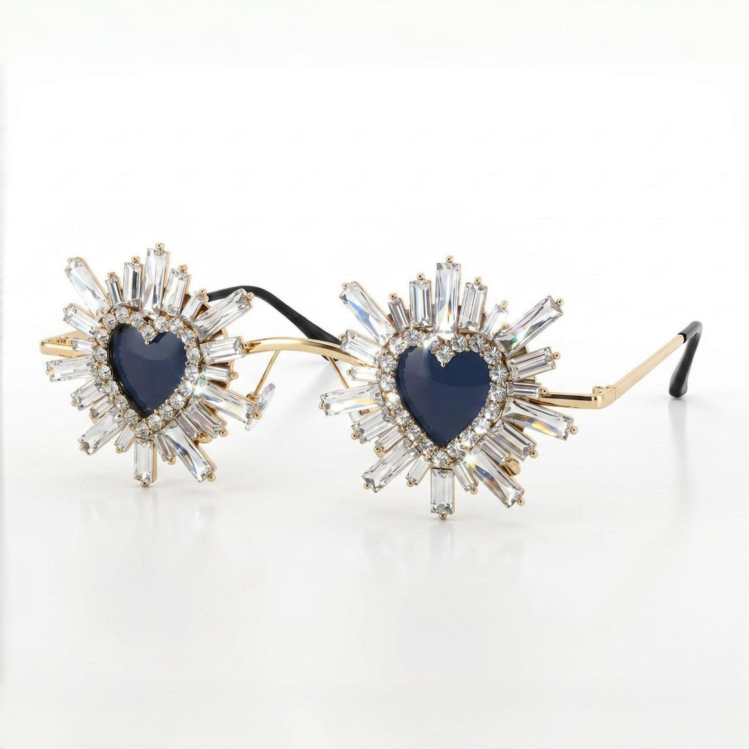 Women Heart-Shaped Sunglasses with Sparkling Crystal Decoration Stornfield