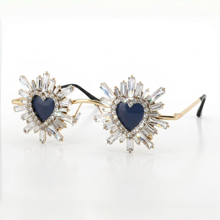 Women Heart-Shaped Sunglasses with Sparkling Crystal Decoration Stornfield