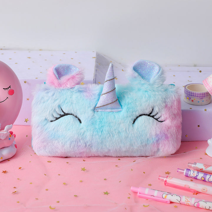 Plush Unicorn-Themed Pencil Case