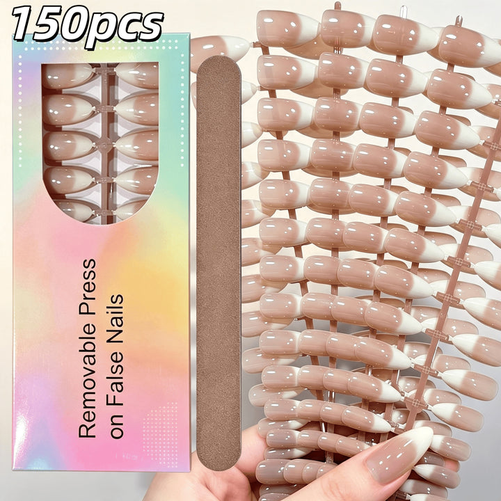 Elegant Gradient French Tip Press-On Nails Stornfield