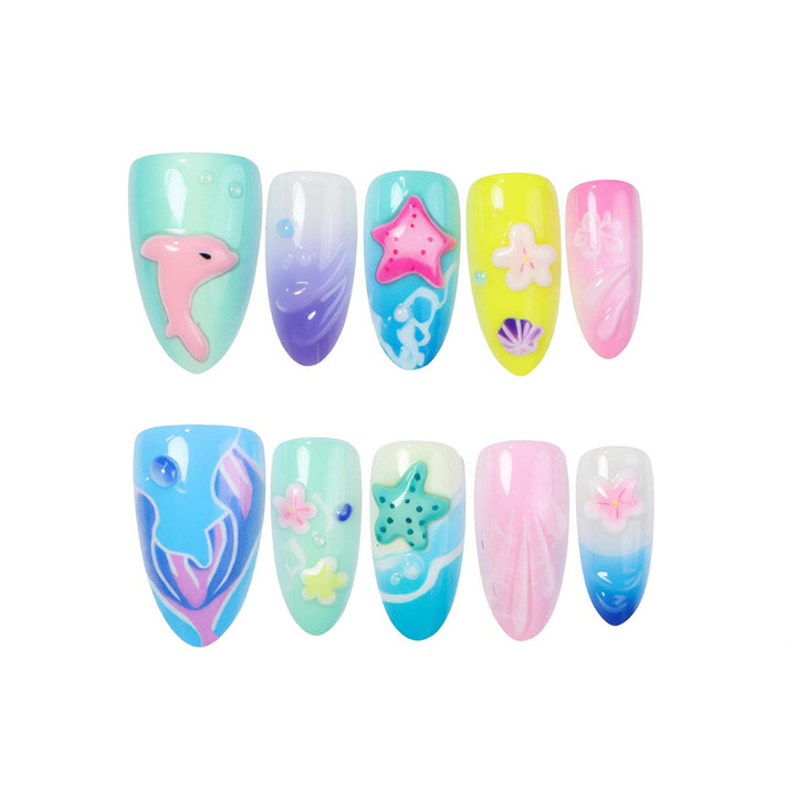Ocean-Inspired Themed Press-On Nail Art Set Stornfield