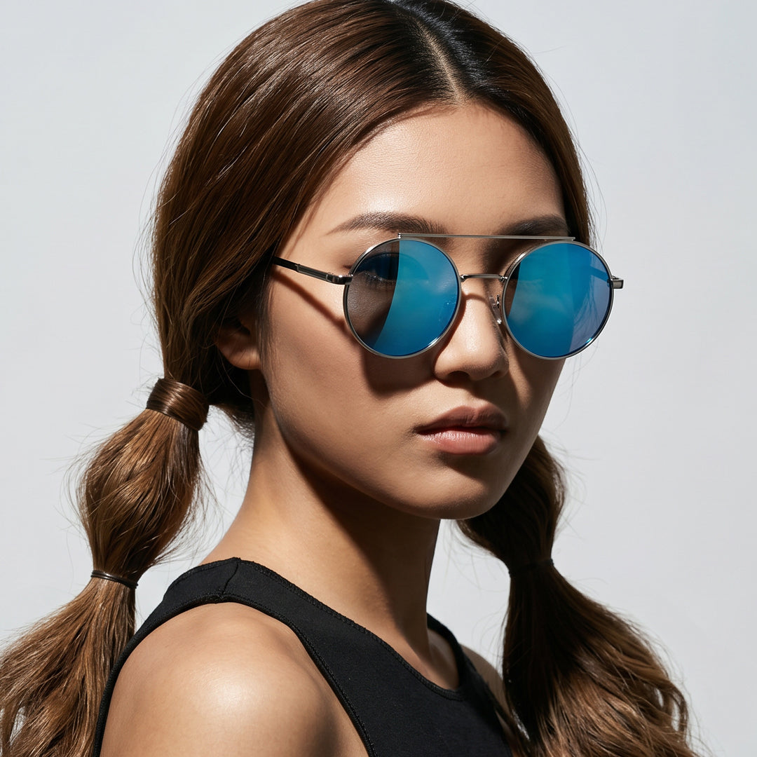 Women's round sunglasses with stylish metal frame Stornfield
