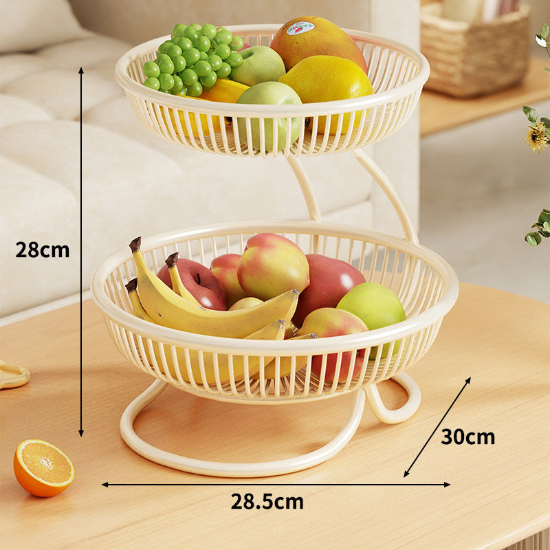 Tiered Metal Wire Fruit Bowl Stand Tabletop Organizer