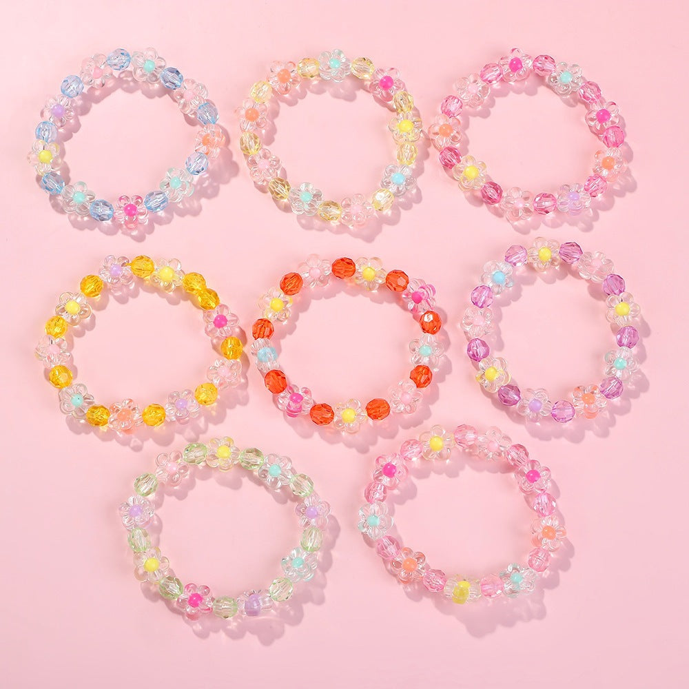 Friendship bracelet with colorful flower motifs Stornfield