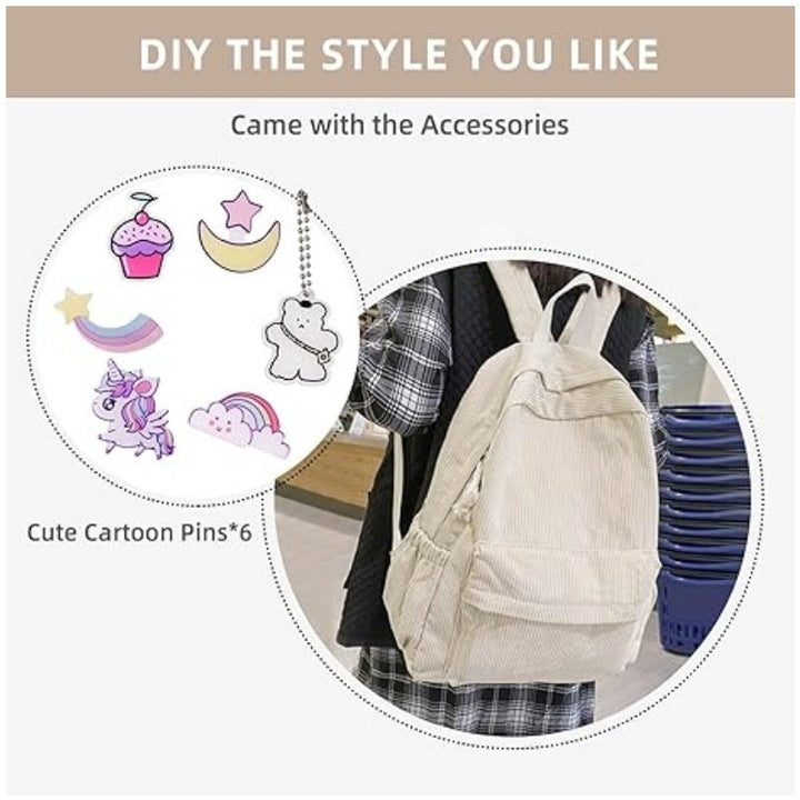 Cord backpack with deep storage and stylish accents Stornfield