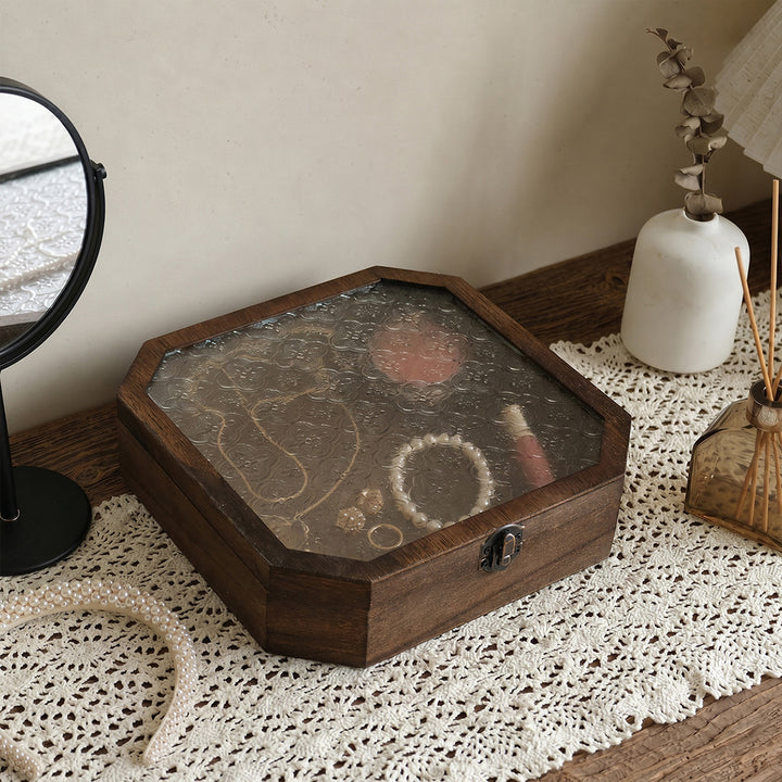 Vintage Octagonal Wooden Jewelry Box