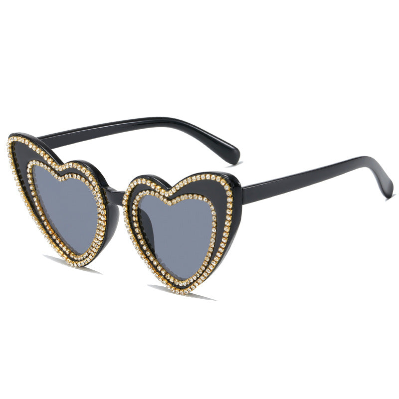 Women's Heart-Shaped Sunglasses with Glitter Accents Stornfield