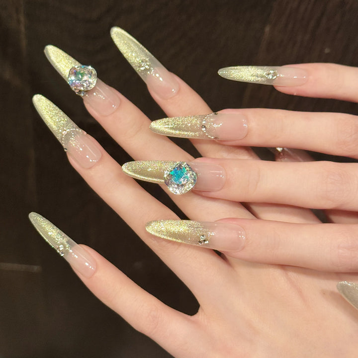Decorative Press-On Nail Art Set with Sparkling Accents