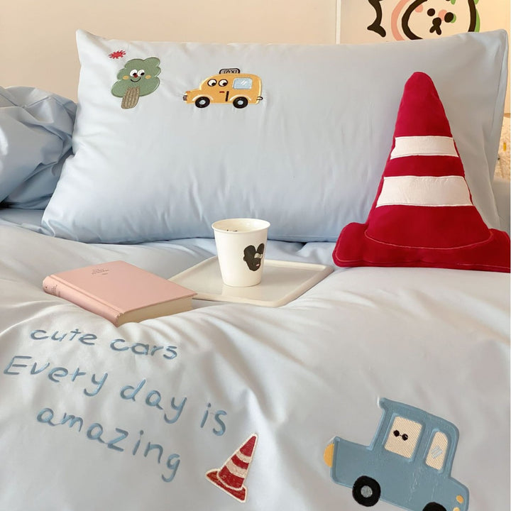 Children's Cartoon Embroidered Cotton Bedding Set