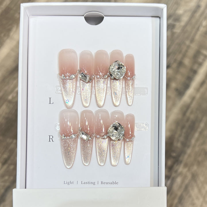 Decorative Stiletto Press-On Nail Art Set with Rhinestone Details Stornfield
