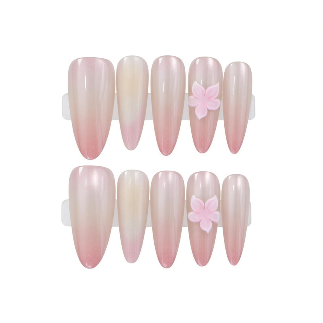 Elegant Press-On Nail Set with Floral Accents Stornfield