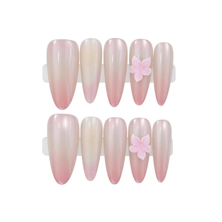 Elegant Press-On Nail Set with Floral Accents Stornfield