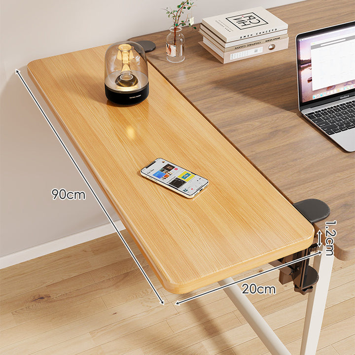 Clamp-On Adjustable Wooden Desk Side Shelf Extension with Foldable Bracket