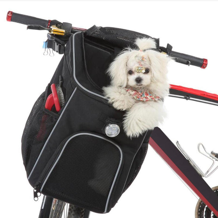 Front-Mounted Pet Carrier Bike Bag with Secure Leash Breathable Mesh Padded Base Reflective Trim Stornfield
