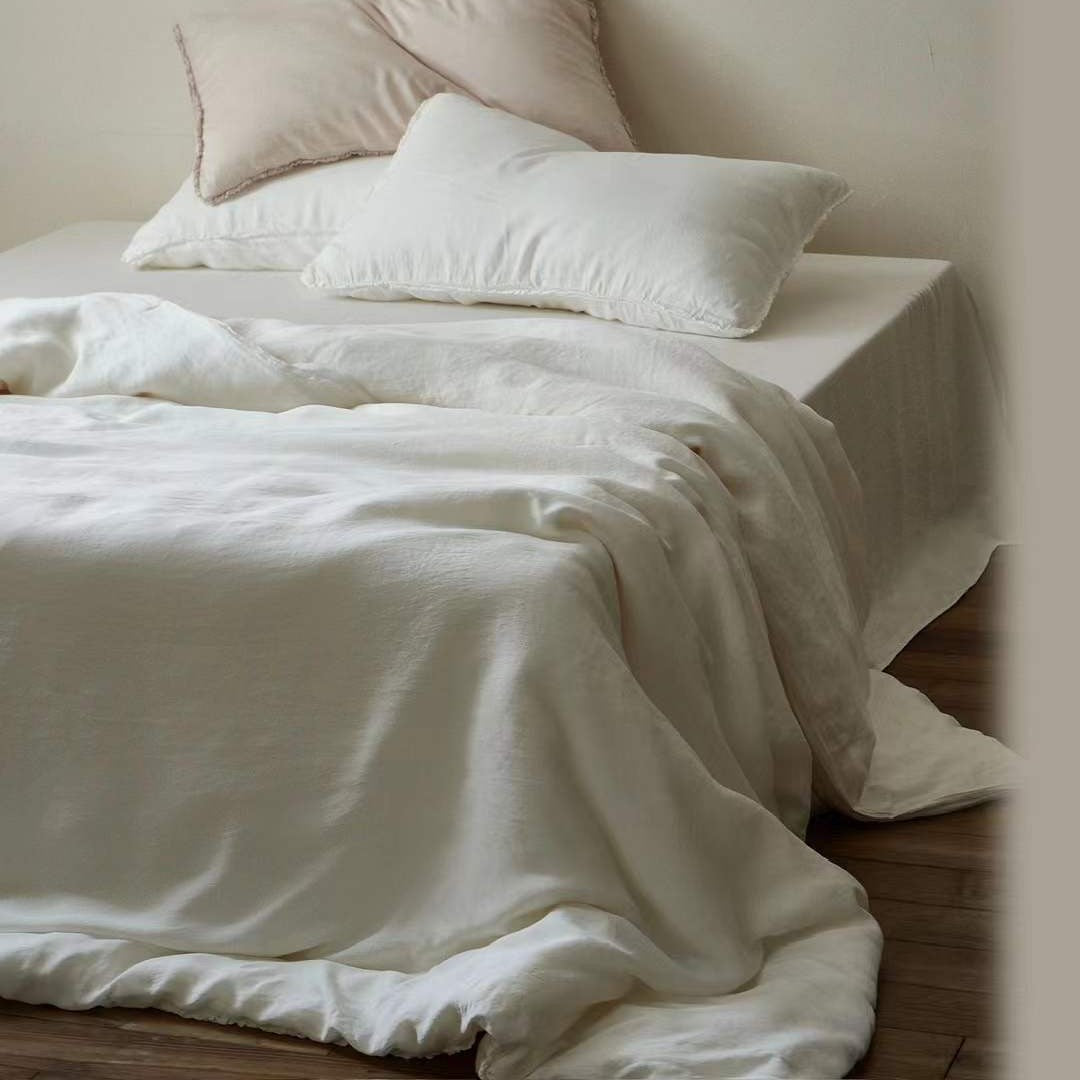 Washed Linen-Blend Ruffled-Edge Duvet Cover Set with Pillow Shams