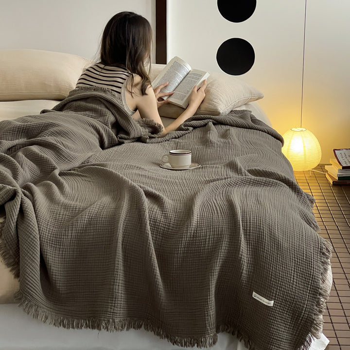 Cozy Waffle Knit Throw Blanket