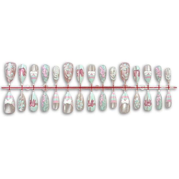 Tropical-Themed Artistic Press-On Nail Set