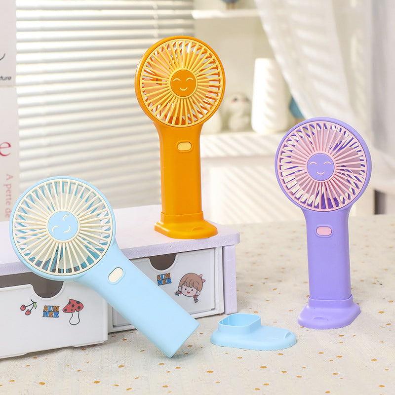 Ladies Portable Hand Fan with Smiling Face and USB Charging Function Stornfield