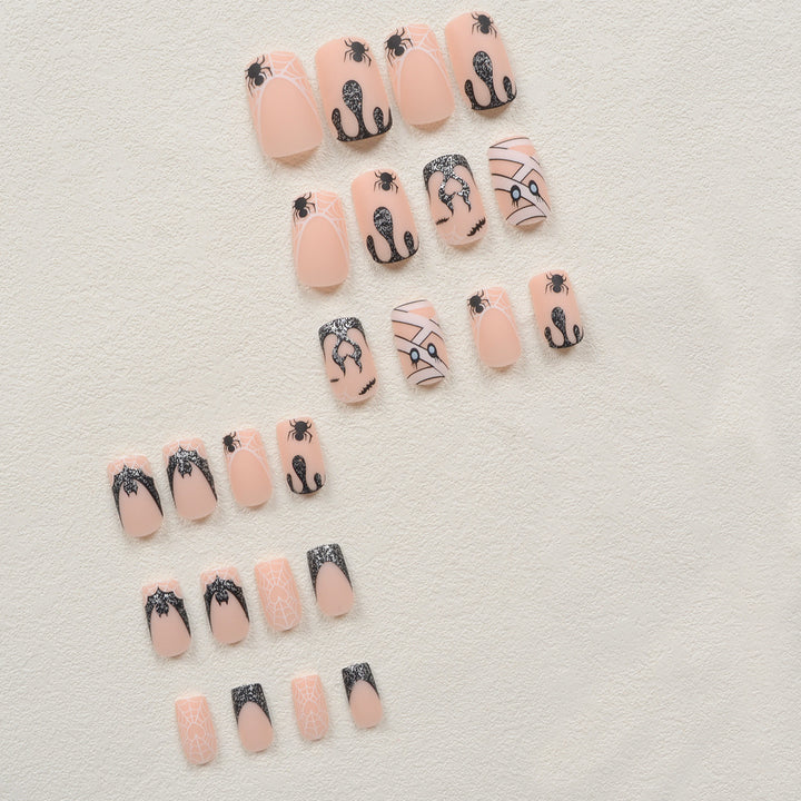 Halloween Artificial Nail Set with Creepy Spider and Web Designs Stornfield