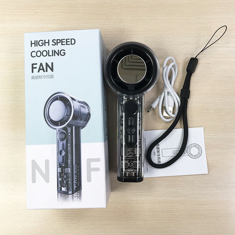 Cooling transparent handheld bladeless high-speed portable USB rechargeable fan Stornfield