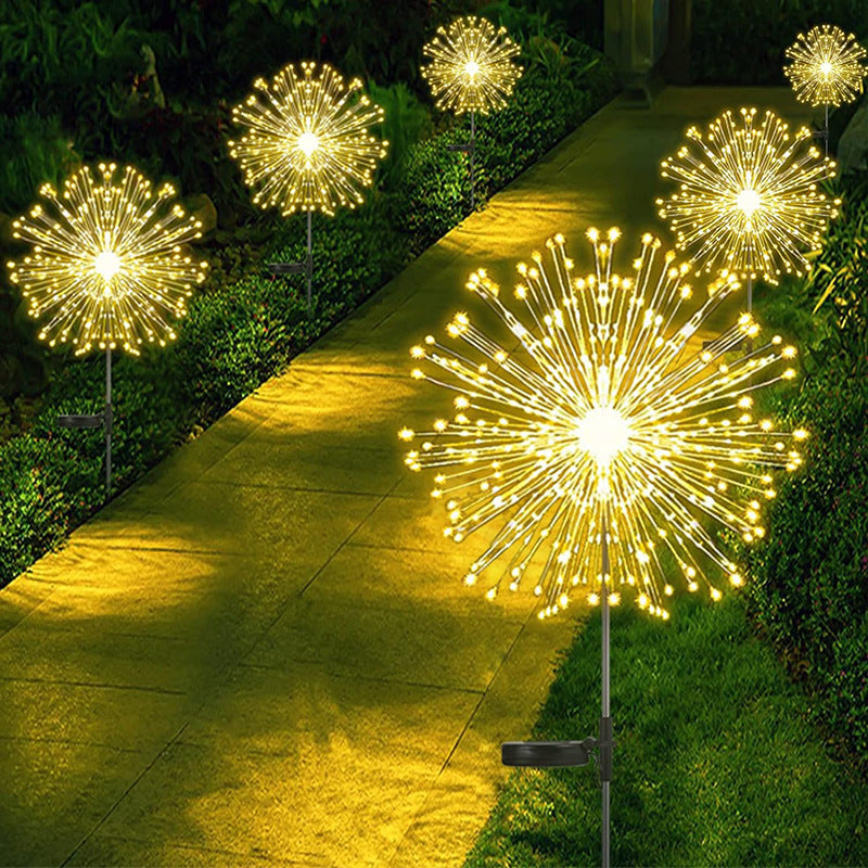 Solar-Powered LED Firework Garden Stake Lights With Sparkle Burst Design Stornfield