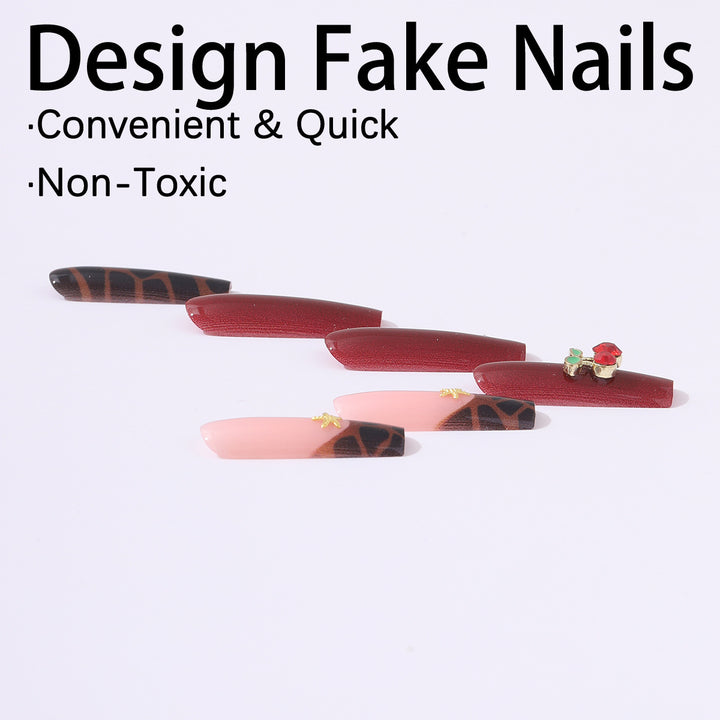 Creative nail art set with leopard and Christmas motifs Stornfield