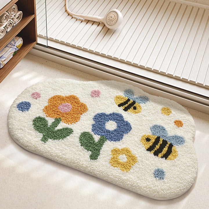 Floral Patterned Bathroom Rug
