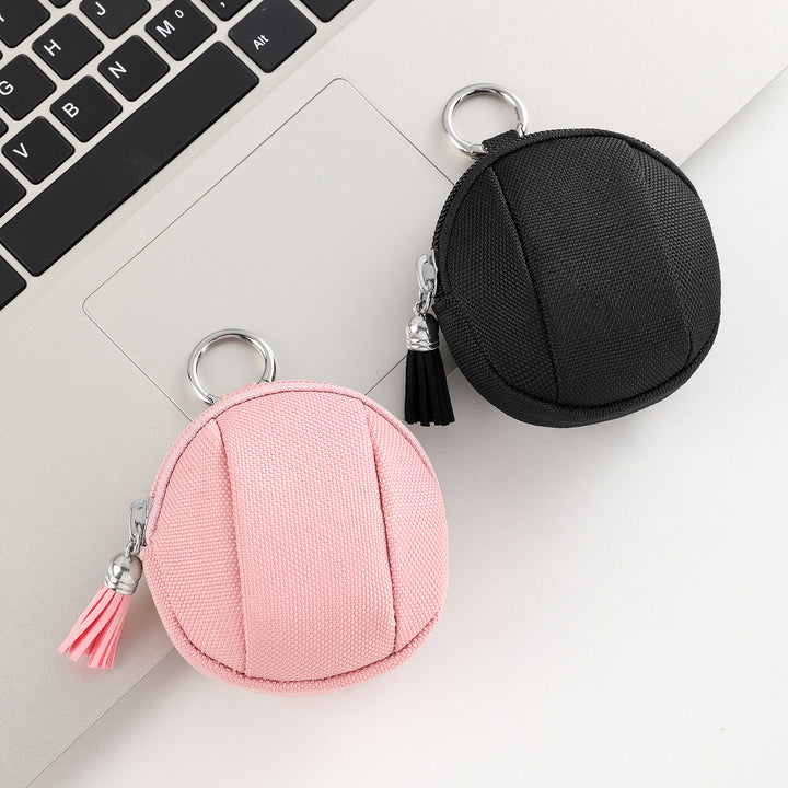 Compact Round Zippered Coin Pouch