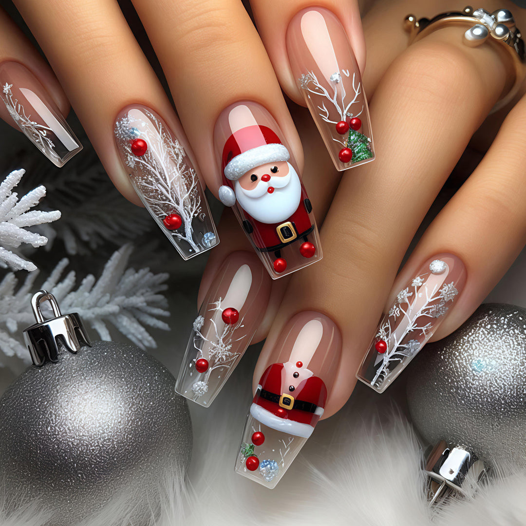 Artificial nails in festive Christmas design Stornfield