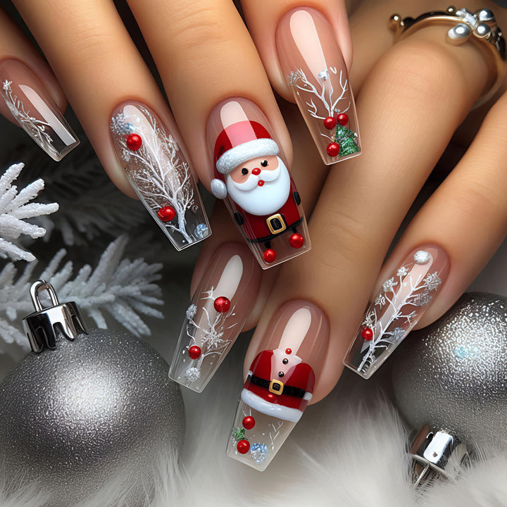 Artificial nails in festive Christmas design Stornfield