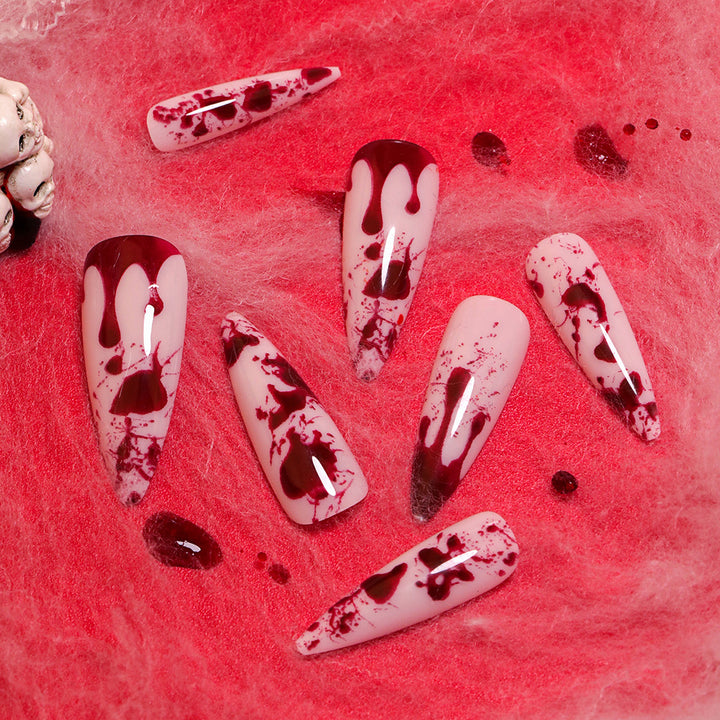 Artificial long stiletto nails with blood design Stornfield