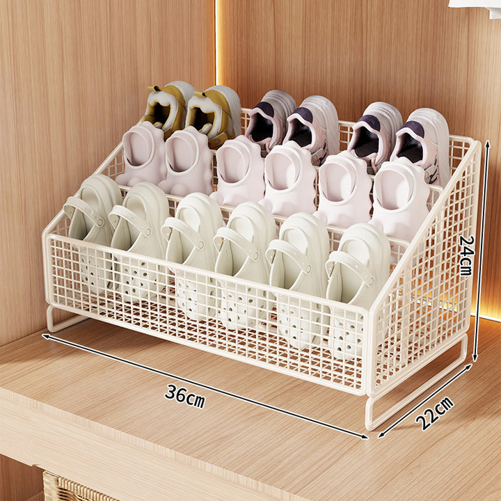 Angled Tiered Mesh Countertop Shoe and Slipper Organizer