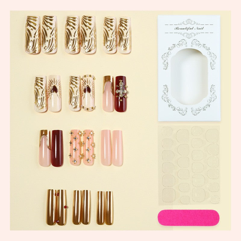 Decorative Press-On Nail Art Set with Elegant Embellishments Stornfield